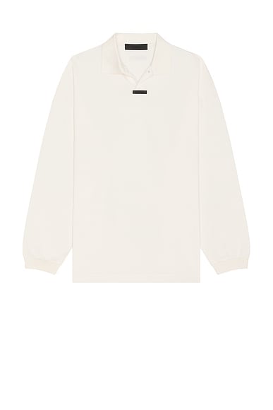 Fear of God ESSENTIALS Pique Long Sleeve Polo in Shell