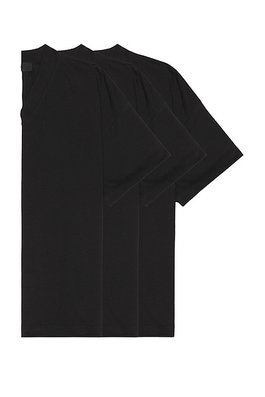 Fear of God ESSENTIALS 3-Pack Essential V-Neck Tee in Black
