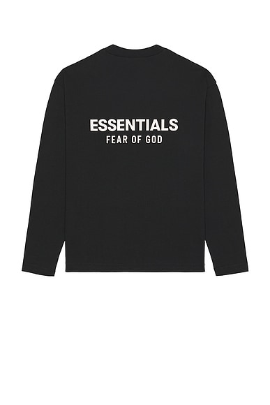 Fear of God ESSENTIALS Classic Fit Long Sleeve Tee in Jet Black