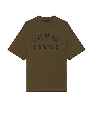 Fear of God ESSENTIALS Jersey Crewneck Tee in Olive