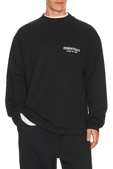 Classic Fit Long Sleeve T-Shirt in Vintage Black / White