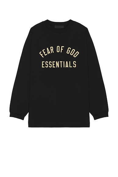Fear of God ESSENTIALS Jersey Long Sleeve Tee in Black | FWRD