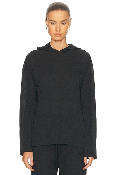 Fear of God ESSENTIALS Classic Fit Hooded Tee in Vintage Black