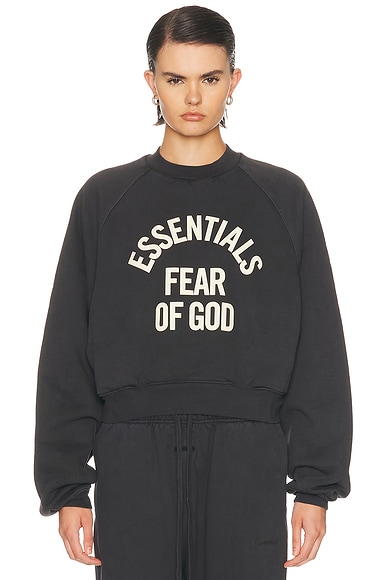 Campus 90's Cropped Raglan Fleece Crewneck Sweatshirt