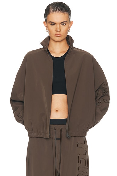 Fear of God ESSENTIALS Active Trace Full Zip Track Sporty Nylon Jacket in Brown