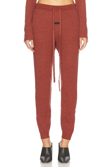 Fear of God ESSENTIALS Waffle Fitted Sweatpant in Crimson