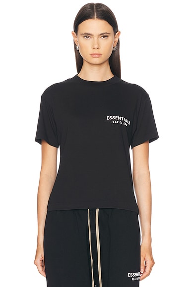 【FOG Essentials】 Black Crew Neck T-Shirt Jersey Crewneck Tee - Black | ESSENTIALS | Fear of God