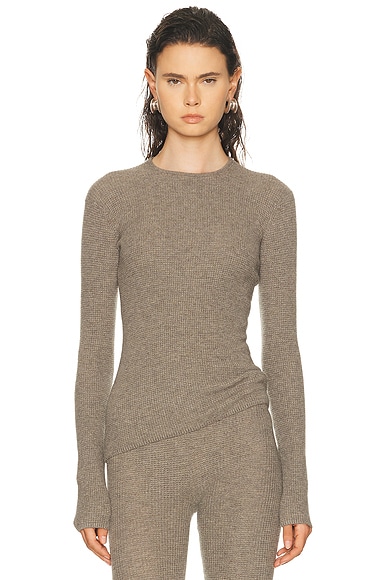 Fear of God ESSENTIALS Waffle Long Sleeve Top in Homestead Heather