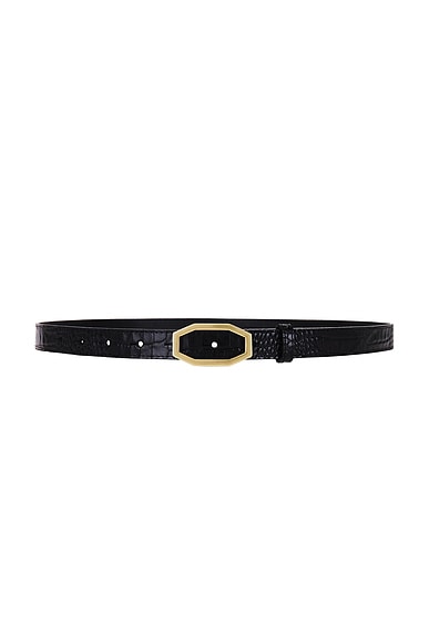 FRAME Angular Buckle Belt in Black Croc