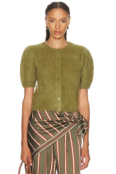 FRAME The Cashmere Airy Cardi in Deep Olive