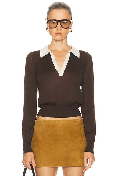 FRAME The Two Tone Polo in Coffee Multi