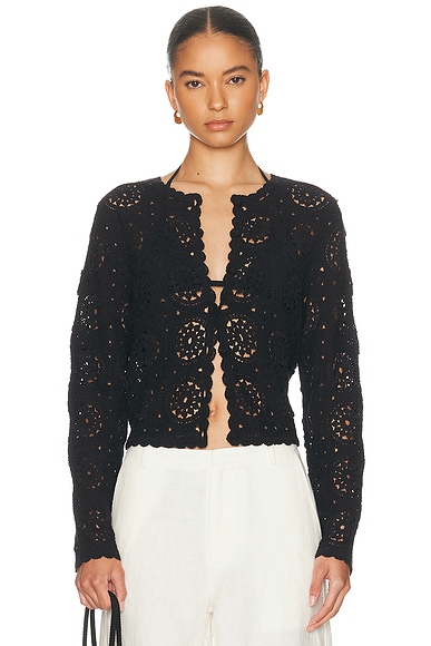 FRAME The Crochet Cardi in Black