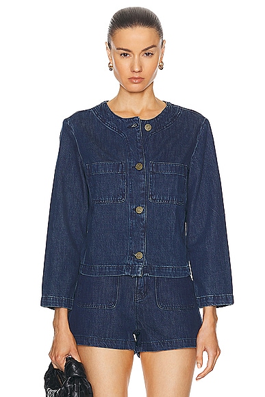 Button Front Jacket in Blue