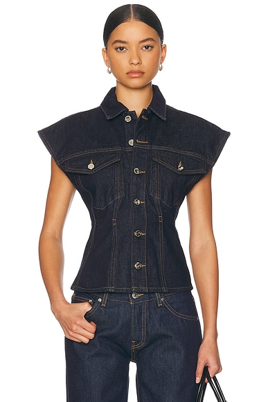 FRAME Nipped Vest in Rinse