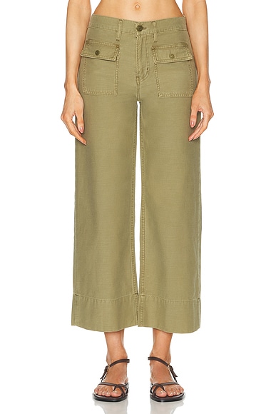 FRAME The 70s Patch Pocket Crop Straight in Washed Summer Sage