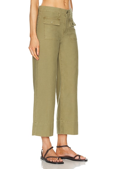 Shop Frame The 70s Patch Pocket Crop Straight In Washed Summer Sage