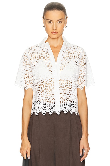 FRAME The Deco Eyelet Top in White