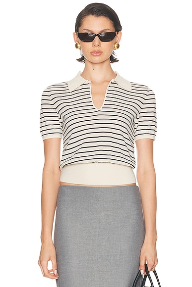 FRAME The Keyhole Polo in Cream Multi