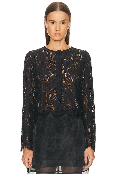 FRAME Lace Blouse in Black
