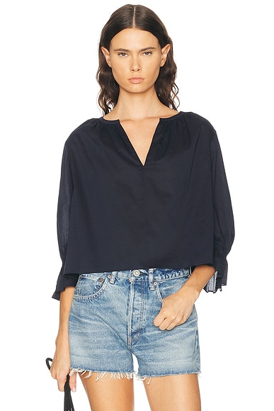 FRAME The Poet Blouse in Navy