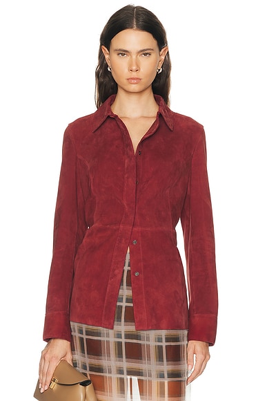 FRAME The Suede Shirt in Garnet