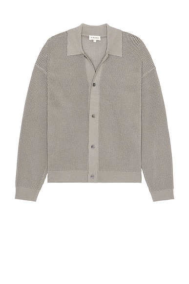 FRAME Open Knit Cardigan in Cloud Grey