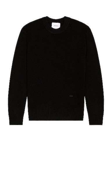 FRAME The Crew Neck Cashmere Sweater in Black