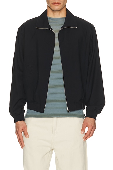 FRAME Wool Zip Blouson in Dark Navy