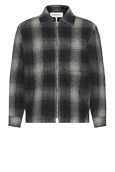 FRAME Plaid Wool Jacket in Grey