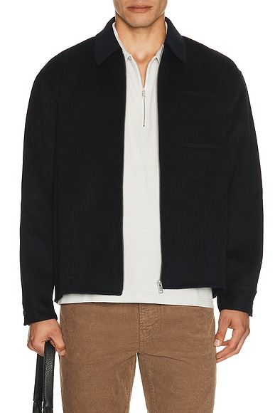 FRAME Double Face Zip Shirt Jacket in Dark Navy