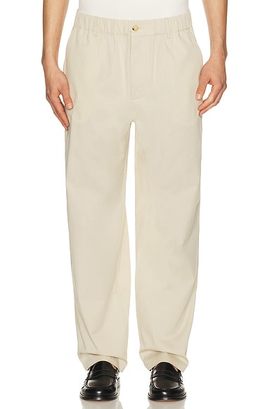 FRAME Relaxed Cotton Trousers in Light Beige