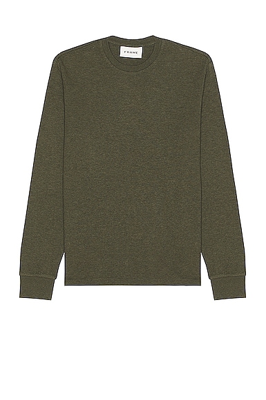 FRAME Duo Fold Tee in Heather Olive Green