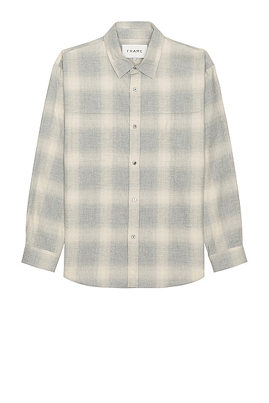 Shop Frame Flannel Shirt In Grey & Oatmeal Plaid