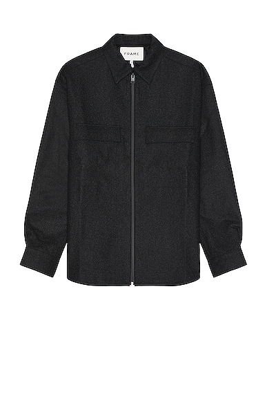 FRAME Modern Zip Shirt in Charcoal Grey