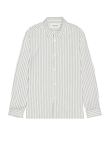 Shop Frame Classic Stripe Shirt In Navy Stripe & Nast
