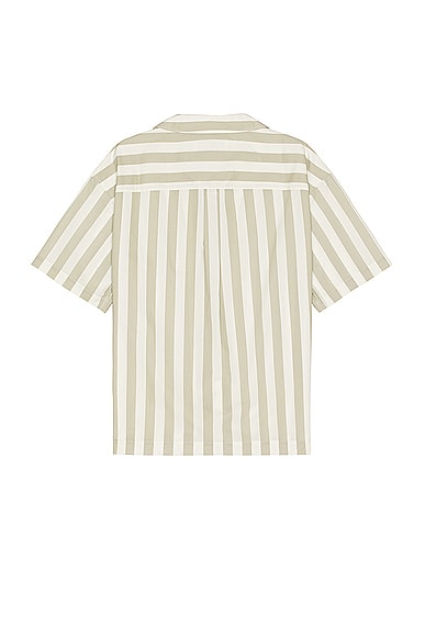 Shop Frame Camp Collar Shirt In Smoke Beige Stripe