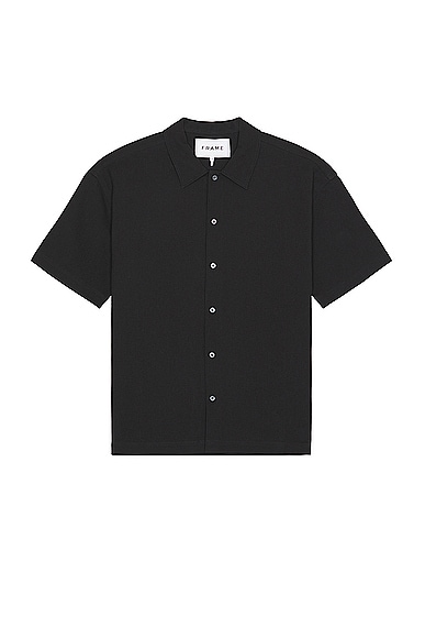 FRAME Waffle Textured Shirt in Black