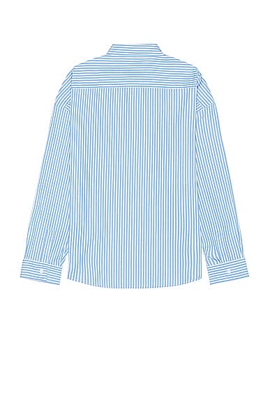 Shop Frame Relaxed Cotton Shirt In Blue Stripe
