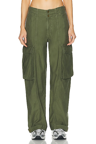 Frame Wide Leg Cargo Pant In Green