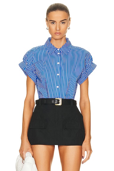 Button Front Short Sleeve Top