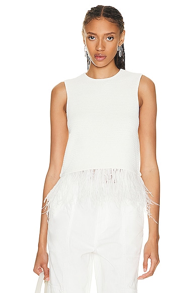FRAME Crochet Feather Top in Off White