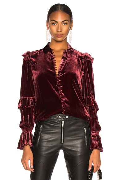 Velvet Ruffle Blouse