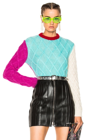 Color Block Crop Knit Sweater