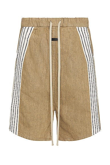 Denim Stripe Shorts in Tan