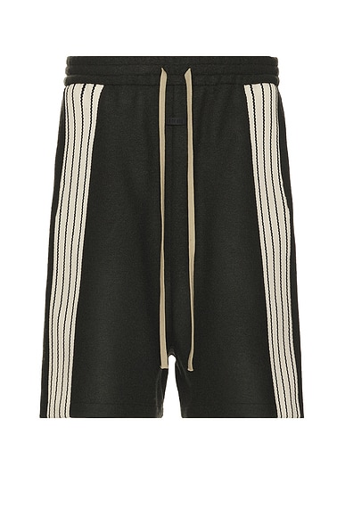 Coated Wool Side Stripe Relaxed Short