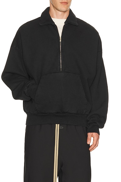 Brushed Fleece Half Zip Polo Sweatshirt