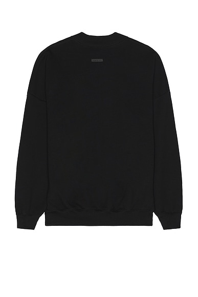 Fear Of God Black Crewneck Sweater With Tonal Logo Lettering Embroidery On The Front In Black