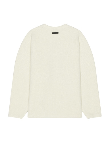 Shop Fear Of God Boucle Straight Neck Relaxed Sweater In Cream