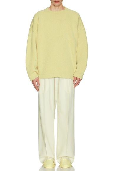 Virgin Wool Boucle Straight Neck Relaxed Sweater