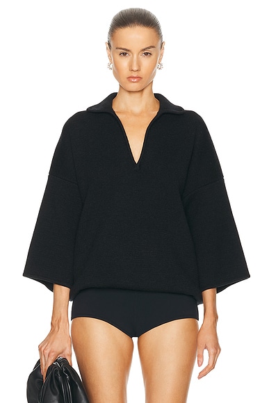 Shop Fear Of God Wool Cashmere Blend Polo Sweater In Melange Black